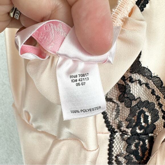 Victoria’s Secret Y2K Satin Lace Trim Chemise Slip Dress Baby Pink/Black Size M - Picture 11 of 15